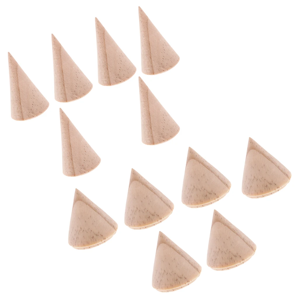 

12 Pieces Cone Shape 3cm/5cm Wooden Jewelry Display Stand Organizer