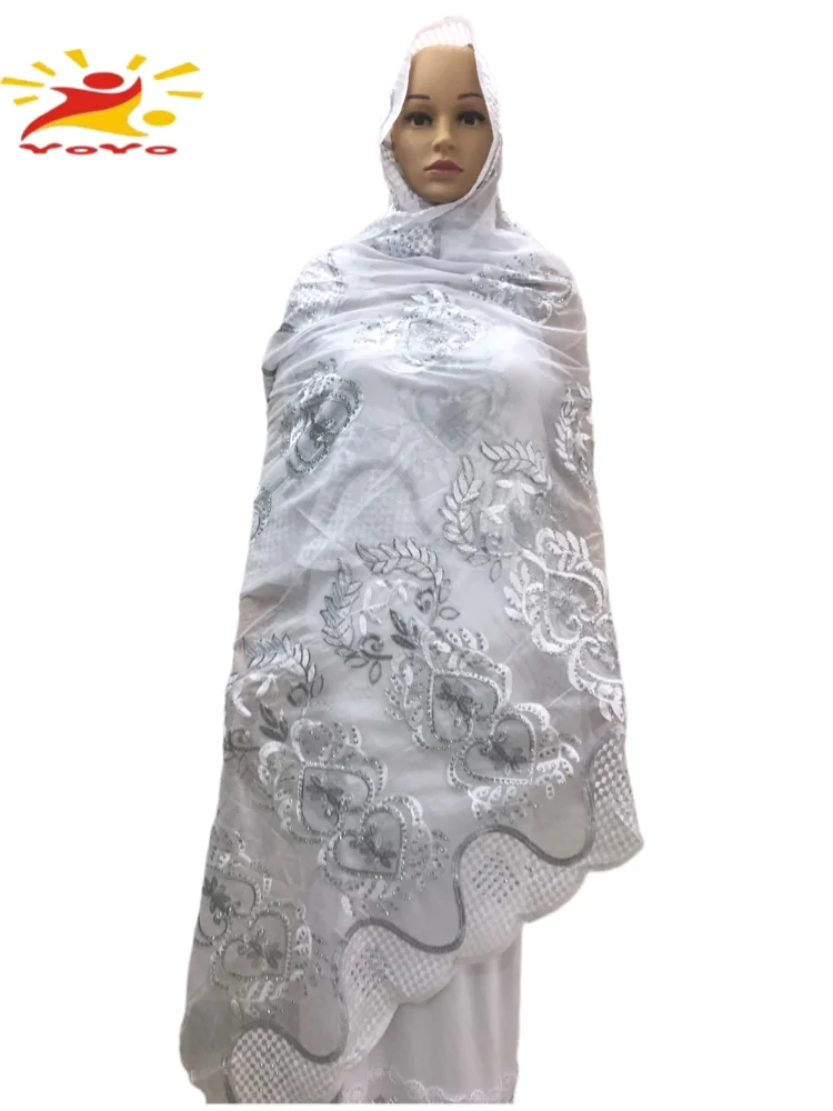 Африканский Модный женский шарф из мягкого хлопка Дубай Isalmic вышивка