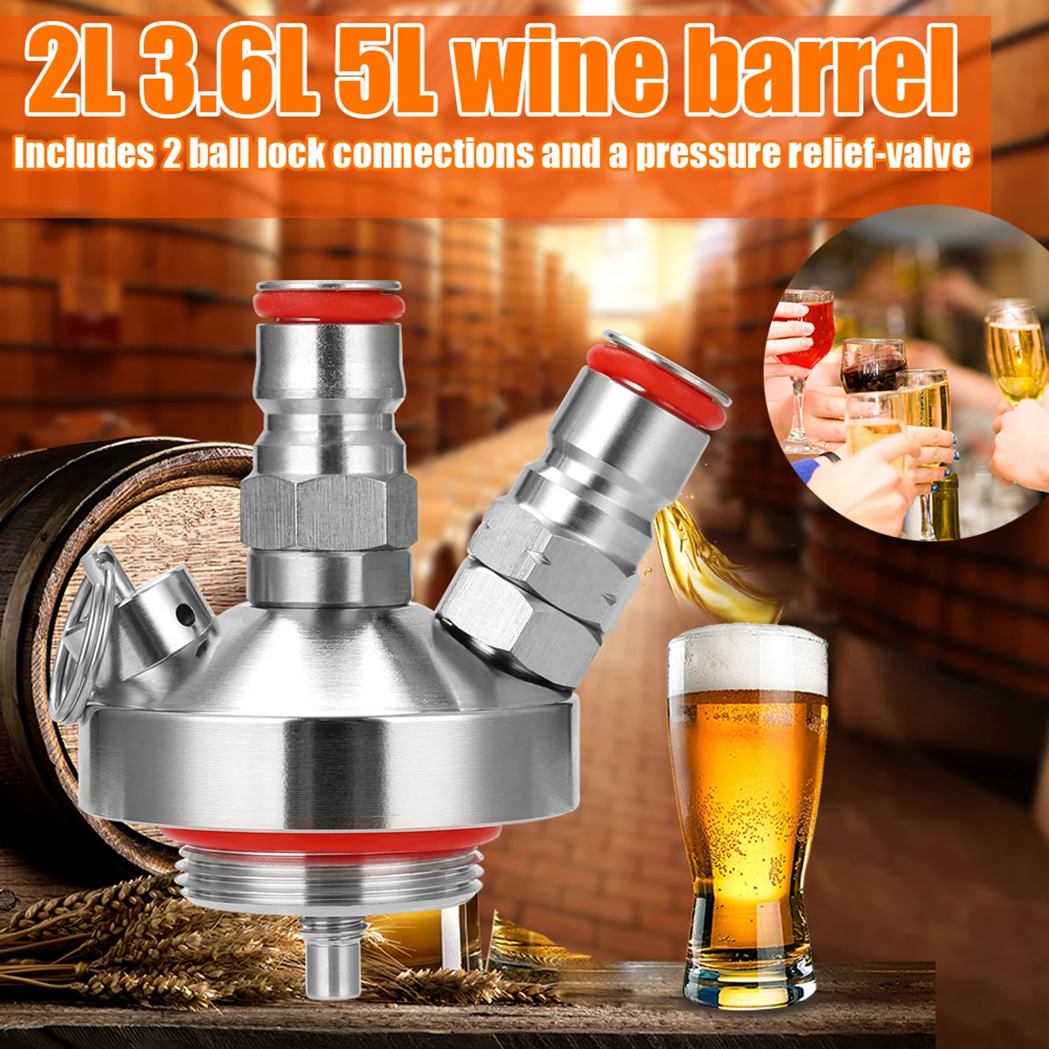 

2020 New Mini Beers Keg 304 Stainless Steel Ball Lock Wines Tap Dispenser for 3.6L/5L/10L Homebrew Beers Tool Wine Tap Dispenser