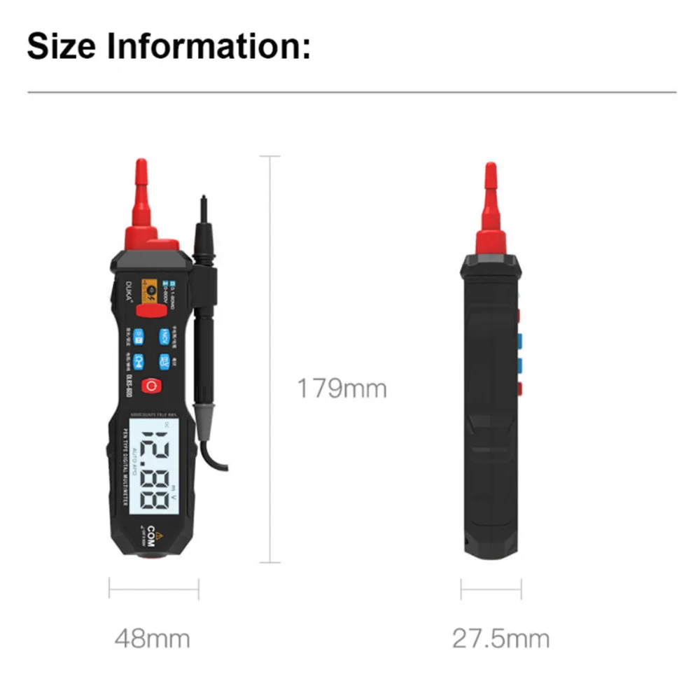 

Chargeable DUKA LCD Digita Multimeter Pen with Flashlight Overload Protect Non-contact Detection Sound Light Screen Alarm Tools