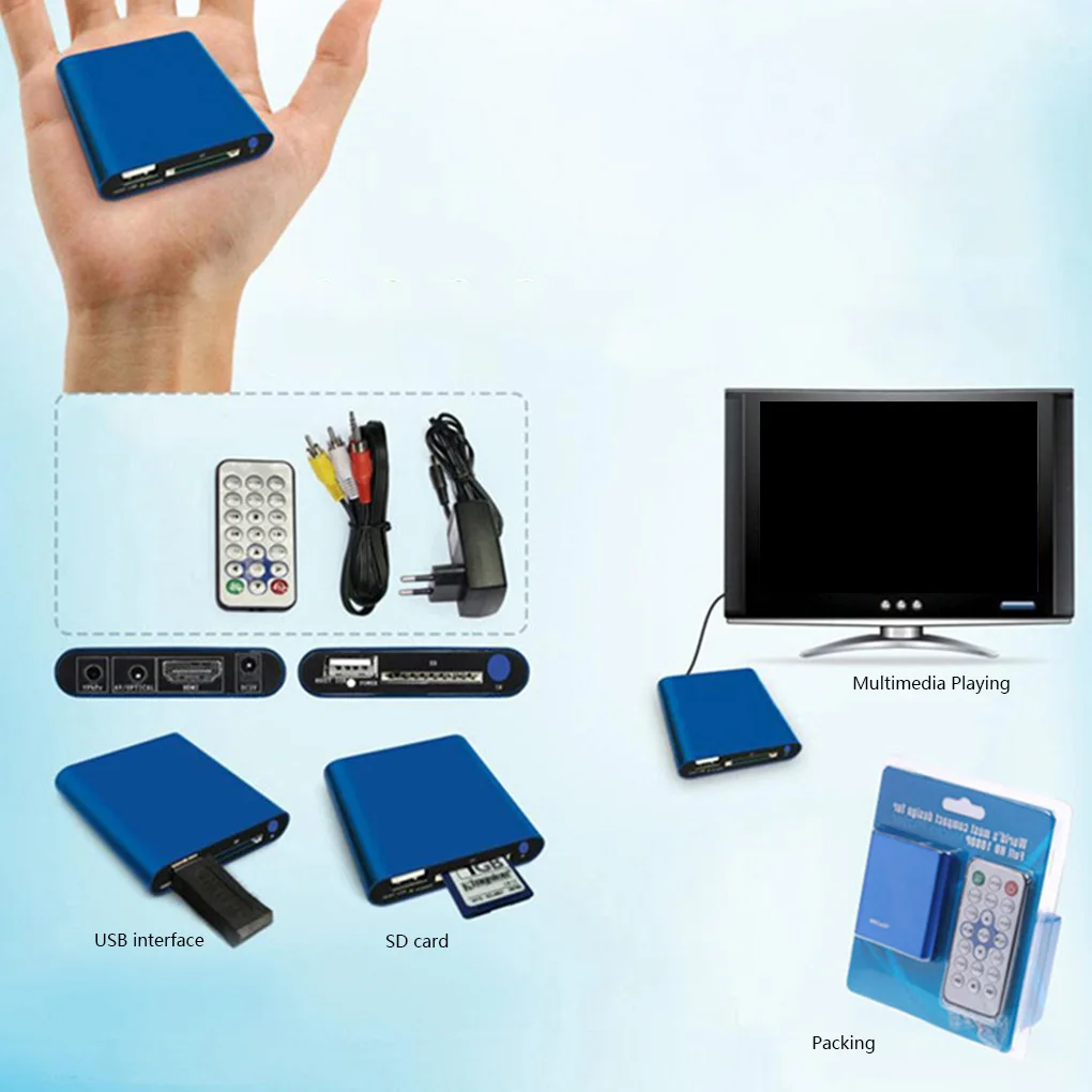 

Media Player Full HD 1080P USB External Media Player HD SD Media Box Support MKV AVI TS/TP HDD Player EU Plug