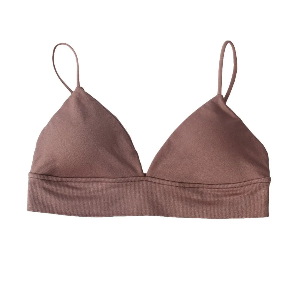 

Women Solid Color Sexy Triangle Cup Bra Thin Shoulder Strap Invisible No Steel Ring Deep V Triangle Cup Sports Bra Sexy Lingerie