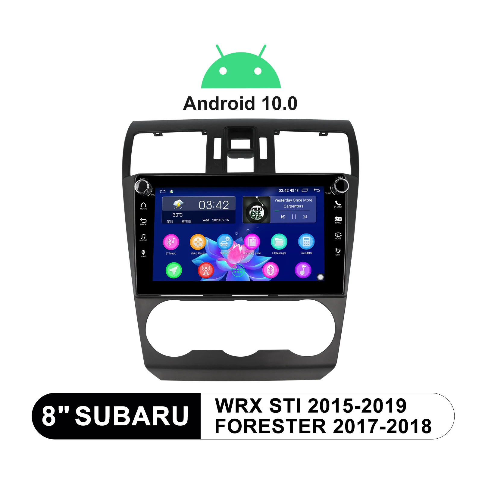 구매 8 인치 헤드 유닛 안드로이드 10 자동차 라디오 스테레오 멀티미디어 플레이어, 스바루 WRX STI 2015-2019 포레스터 2017-2018 무선 카플레이