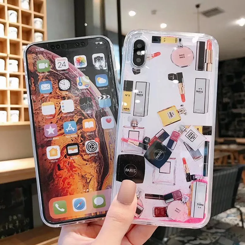 Модная Косметика зыбучий песок корпус Ударопрочный Мягкий чехол для iphone XS Max XR X 6