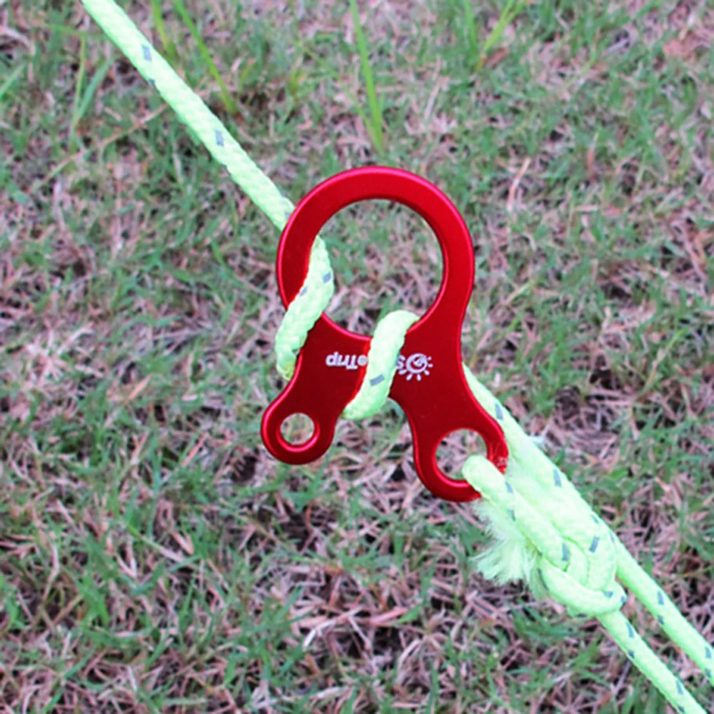 

8pcs Outdoor 3 Hole Carabiner Fast Knot Rope Buckle Tent Guyline Adjustment Buckle Wind Rope Buckle Anti-slip EDC Tools (Random