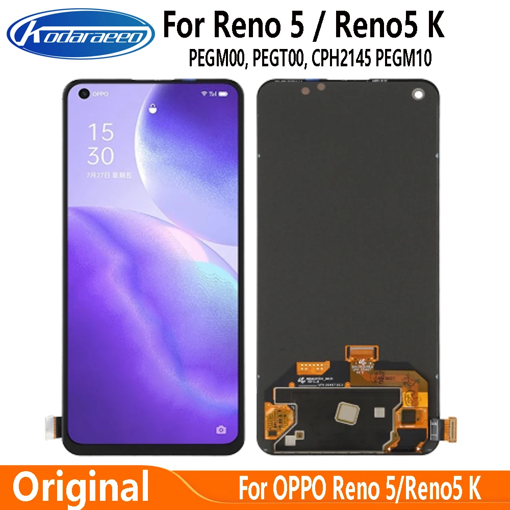Pantalla Original de reemplazo de 6,43 pulgadas para OPPO, digitalizador t&aacute;ctil LCD para OPPO Reno5, 5G, PEGM00, PEGT00, CPH2145, PEGM10-0