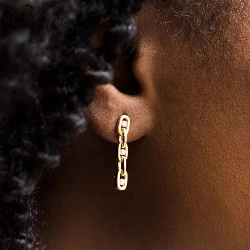 Женские Висячие серьги CANNER модные длинные с цирконием и цепочкой в стиле панк из