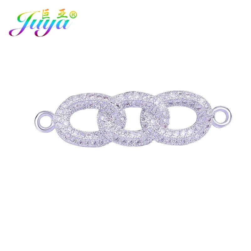 White Gold Juya DIY Ювелирные компоненты поставки кубического циркония Дракон Цветок Хамса Разъем аксессуары для женщин серьги браслет Изготовление - Цвет: White Gold