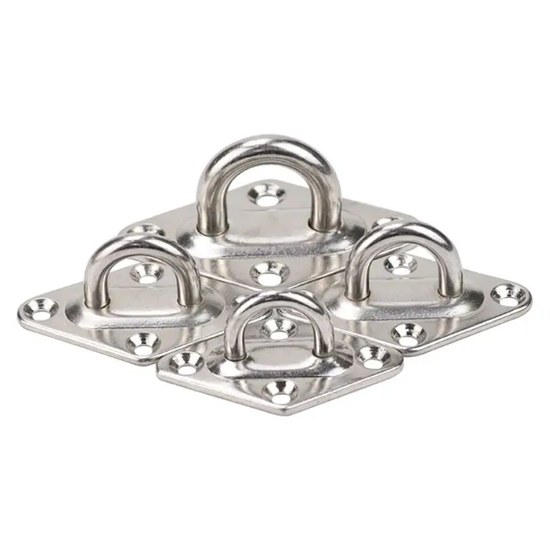 

4Pcs 304 Stainless Steel Ceiling Wall Mount Hook Heavy Duty Anchor Eye Plate For Boat Yoga Swings Hammocks
