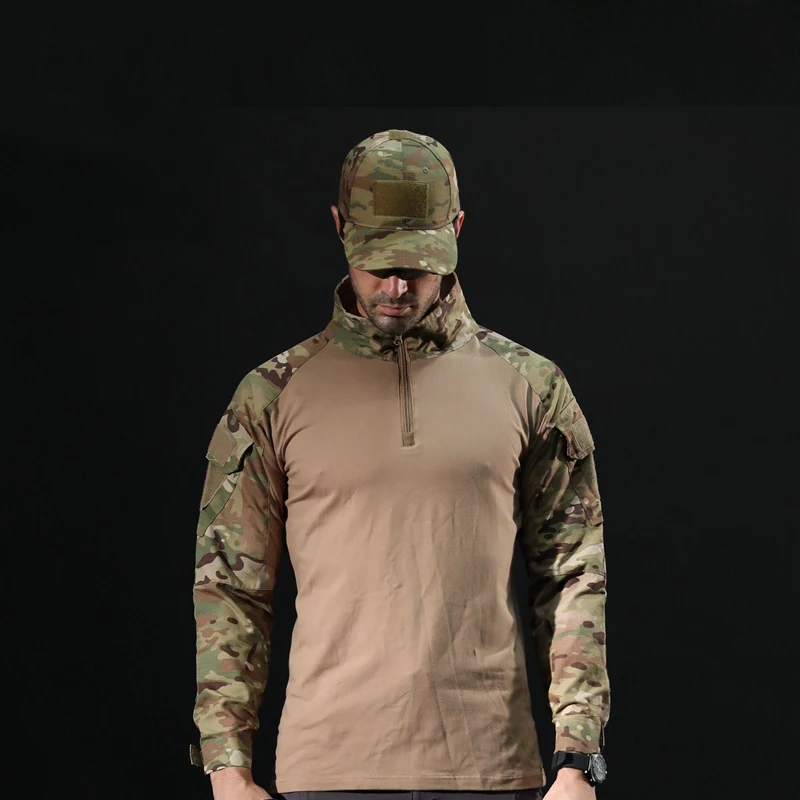 Men's Tactical T-Shirt Military Army Camouflage Long-Sleeve Male Hunting Breathable Sport Clothes Autumn Spring Cotton |