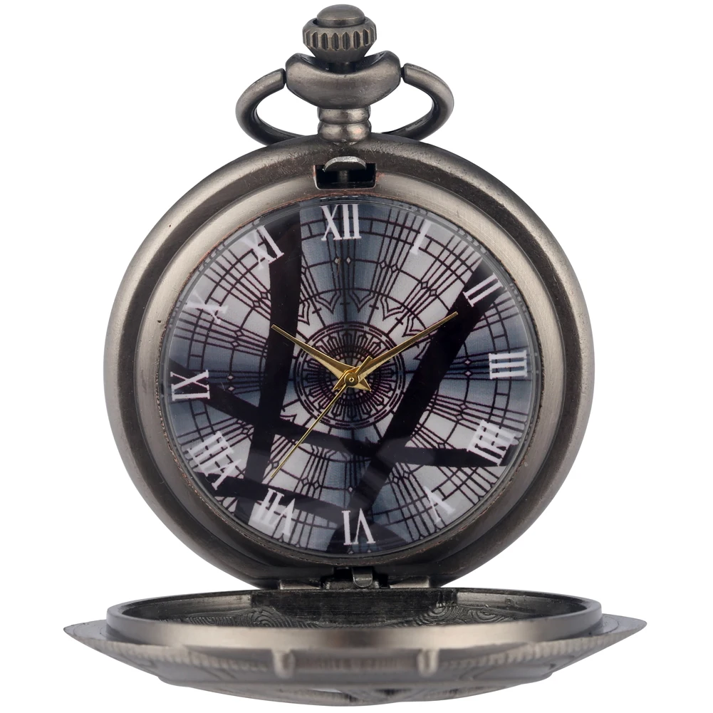 Bronze Doctor Strange Theme Eye Shape Case Quartz Pocket Watch Unisex Arabic Numerals Dial Necklace Fob Chain Clock Gift Reloj