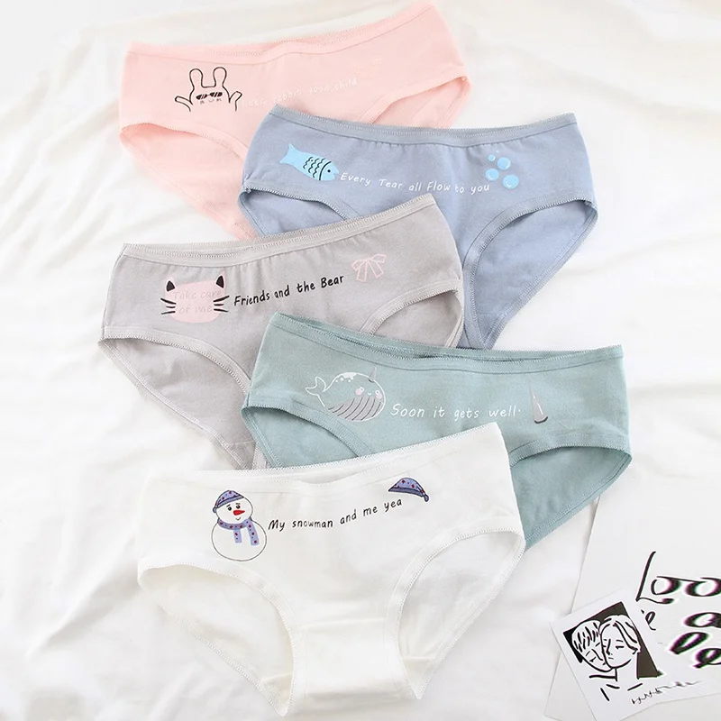 Детское нижнее белье для девочек трусики с рисунками малышей хлопковое дышащие