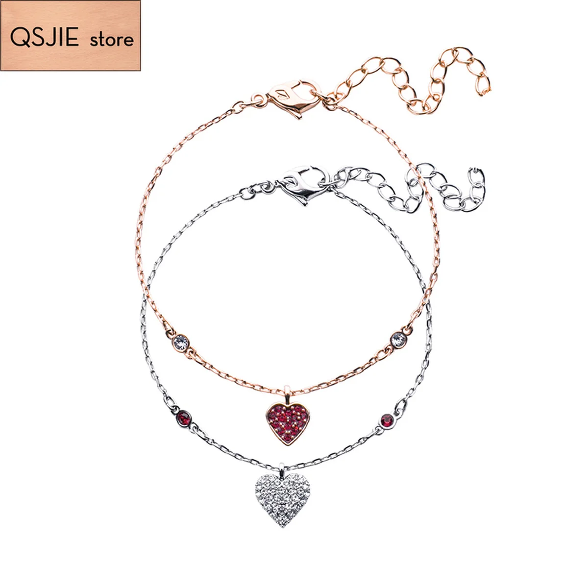 

High quality SWA crystal and Valentine's Day blessing red love lady Charm Bracelet Fashion Jewelry