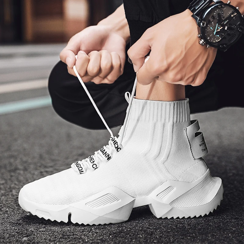 

High Top Fashion Men's Sock Sneakers Men Casual Shoes Breathable Mesh Men Shoes Non-slip Comfortable Footwear Trend Zapatillas
