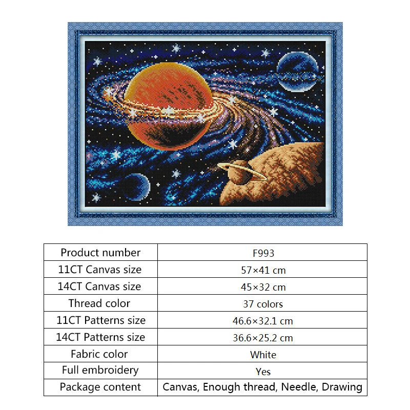Cross stitch F993 Млечный Путь пейзаж стиль штампованные наборы для вышивки крестом мульти-карта 11ct 14ct Счетный принт на холсте DMC Вышивка-Шитье Сделай Сам комплект - Цвет: Cross stitch F993