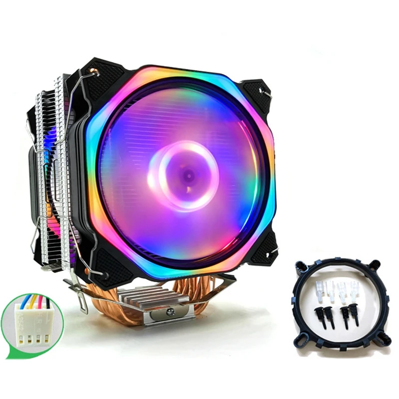 Кулер для процессора 12 см двойной вентилятор со светодиодной подсветкой 6