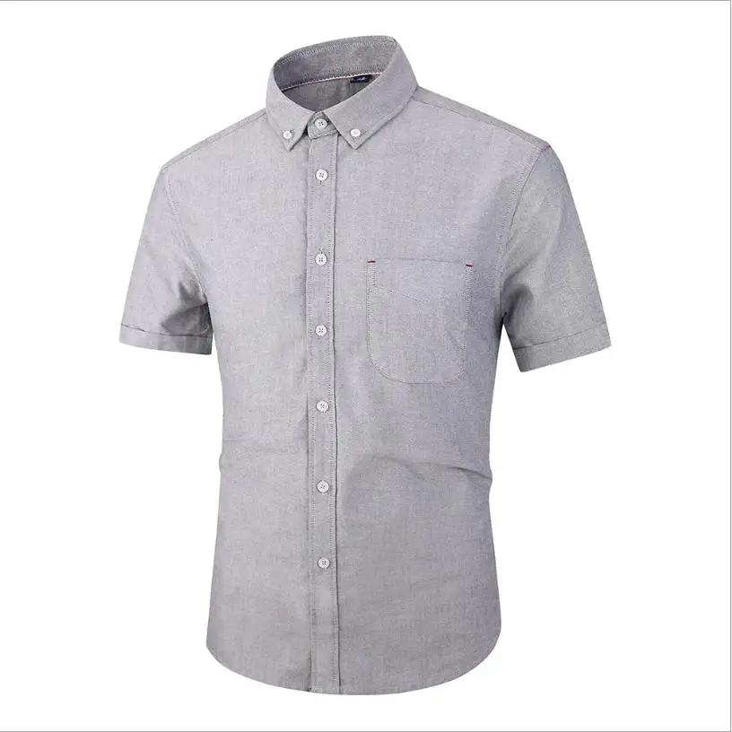 

Spring and summer new style man casual short sleeve cotton plain shirt male simple solid color short sleeve shirt