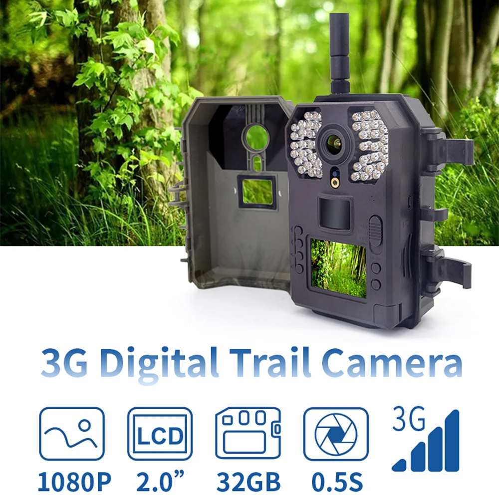 

Видеокамера для охоты и слежения 1080P IP66 3G, инфракрасный мониторинг, 0,5 секунды спуска, для наблюдения за дикой природой