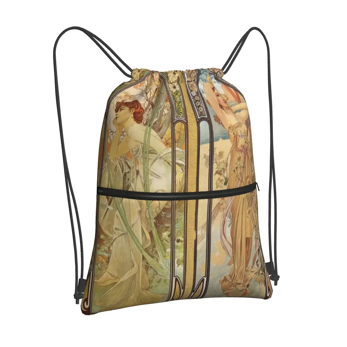 

Art Nouveau new men and women drawstring backpack men and women floral backpack printing travel fitness shopping bag