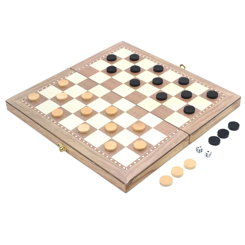 

3-in-1 Boys Girls Montessori Education Game Brain Developmental Game Board Chess Interactive Wooden Classic Chess