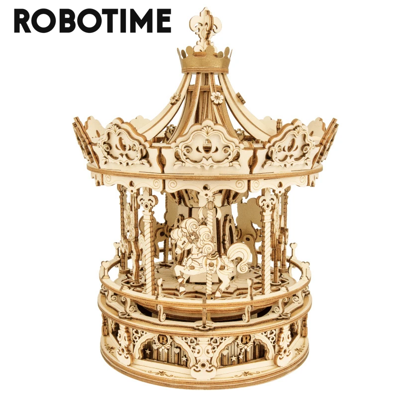 Robotime 336 шт. вращающийся DIY 3D Романтический карусель деревянная головоломка игра
