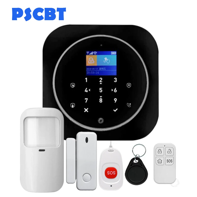 Kit 6 PS12 Tuya домашняя охранная Wi-Fi сигнализация GSM SIM карта телефон дозвон приложение дистанционное управление 11 видов языков вор охранная сигнализация - Color: Kit 6