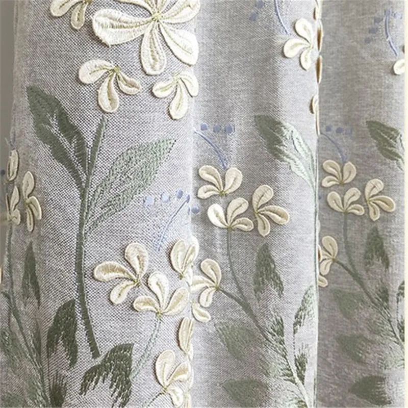 Curtain Cloth Роскошные тисненые вышитые тюлевые шторы для гостиной Жасмин цветок тюлевые шторы с орнаментом серые затемненные шторы WH032#30 - Цвет: Curtain Cloth