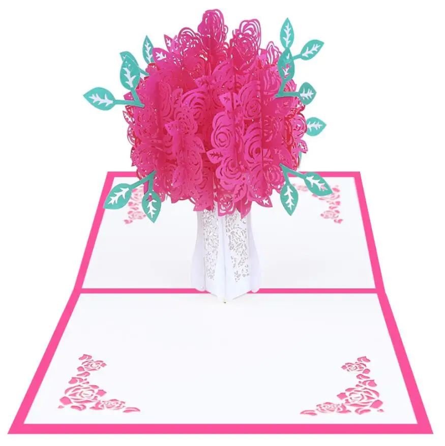 10 шт. розы и рисунком в виде птичек-оригами 3D всплывал поздравительных открыток