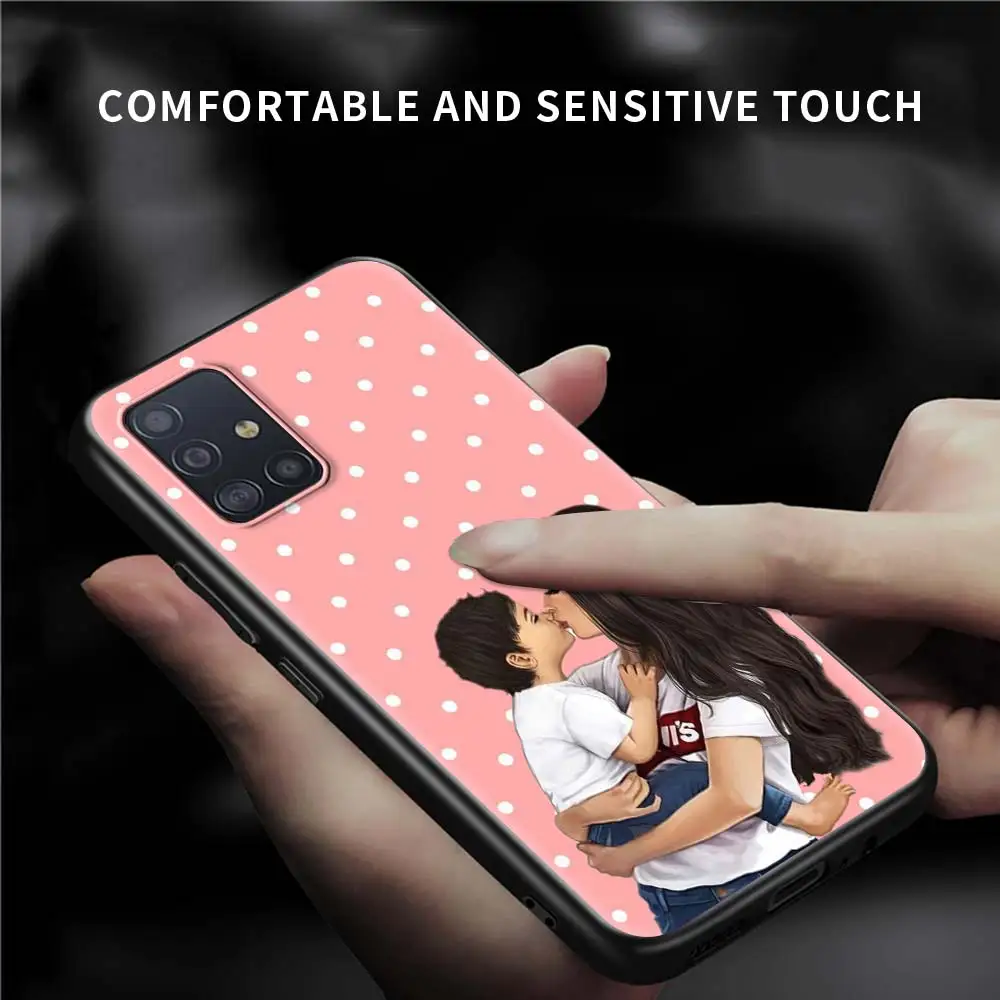 

Mom Love Baby Cute Case For Samsung Galaxy A51 A71 A21s A31 A12 A32 5G A21 EU A52 4G A41 A11 Silicone Black Phone Cover