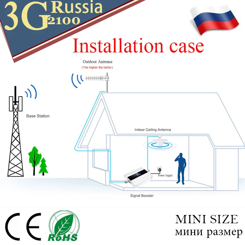 

BigSale!! 3g Signal Amplifier WCDMA 2100 Cell Signal Booster UMTS Mobile Signal Amplifier GSM 3G cellular signal Repeater 3G