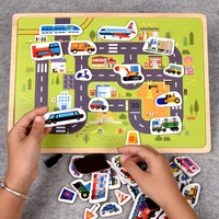 children early educational toys magnetic puzzles boys and girls baby animal and car wood building blocks