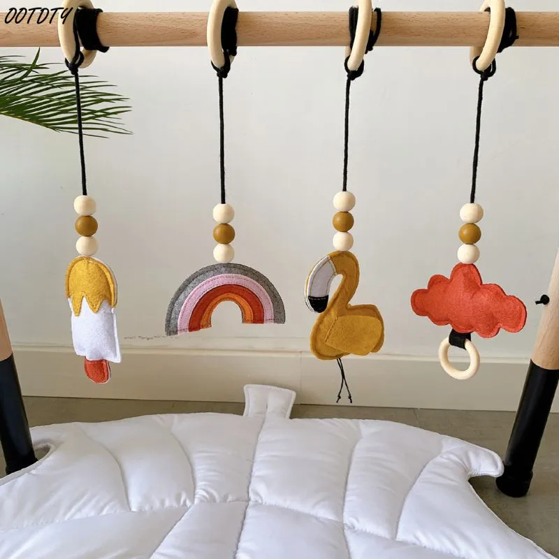 Baby Gym Play Nursery Sensory Ring-pull Toy Wooden Frame For 0-3M Newborn Infant Room Toddler Clothes Rack Gift Kids Decor | Игрушки и