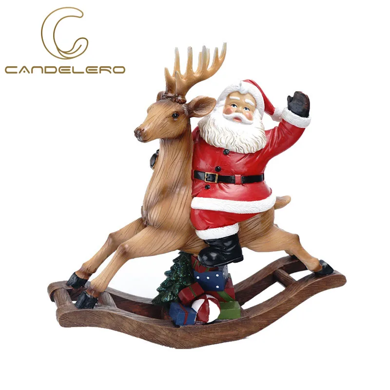 

Рождественские украшения 2022, статуэтка, домашний декор, Рождественское украшение, скульптуры Санта, дерево, олень, статуэтки для интерьера ...