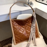 quilted shoulder bags for women 2022 new fashion pu leather trendy luxury designer big handbags purses brand tote