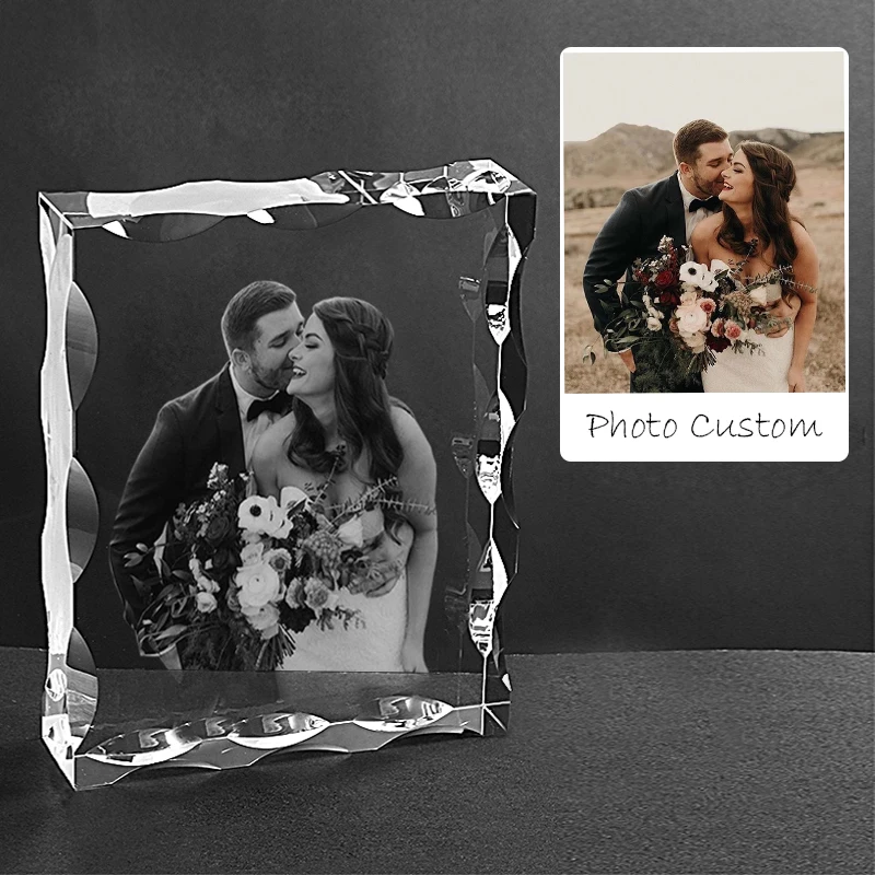 Personalized Custom K9 Crystal Photo  Laser Crystal Photo Frame Family Wedding Anniversary Birthday Souvenir Gift