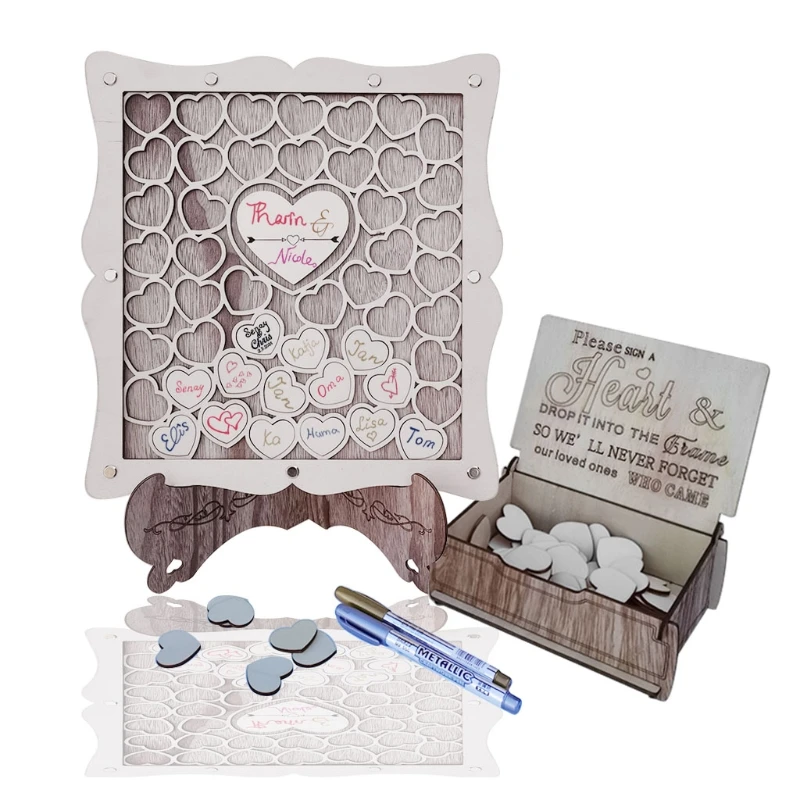 Деревянная индивидуализированная рамка для гостевой свадебной книги