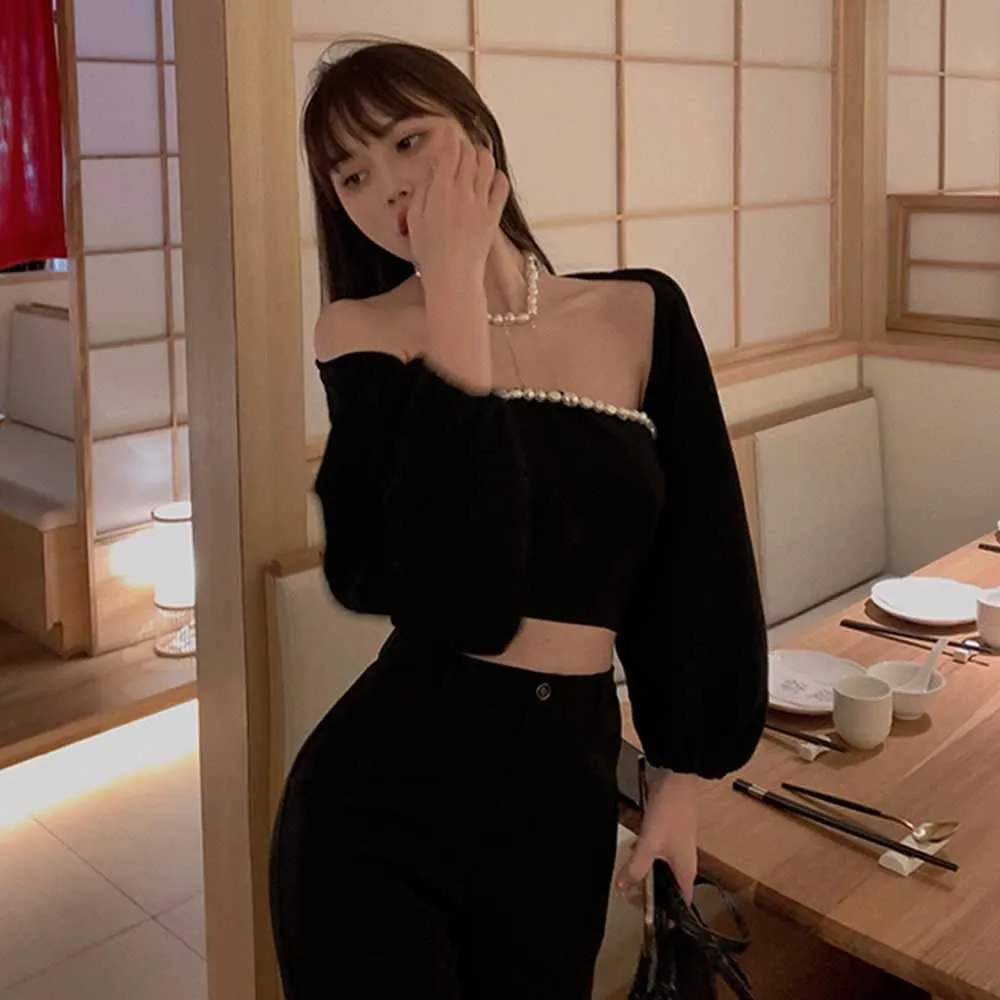 

Summer New Sexy Beaded Halter Inner Tube Top Women's Temperament Slim Fit Black Camisole Tank Tops