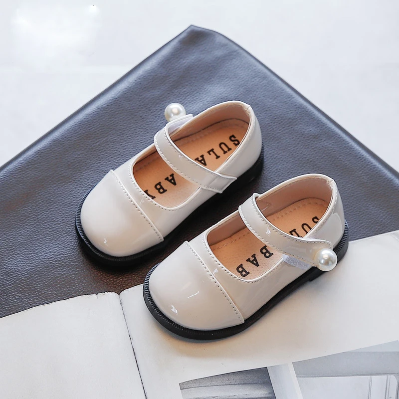 

Toddler Kids Dress Spring Girl Shoes For Children Flats Princess Party Leather Shoes Baby Girl Fashion Pearl Splicing Shoe 1-6