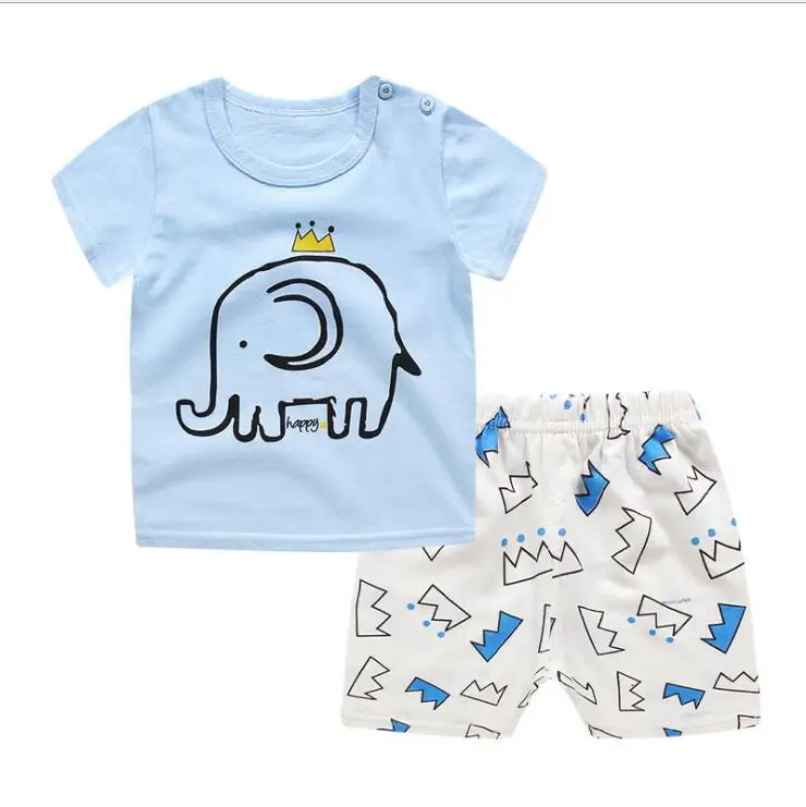 Hot Cartoon Cotton Summer Clothing Sets Baby Boy Girl Infant Fashion Outerwear Clothes Suit T-shirt+Pant baby Cloth | Детская одежда и