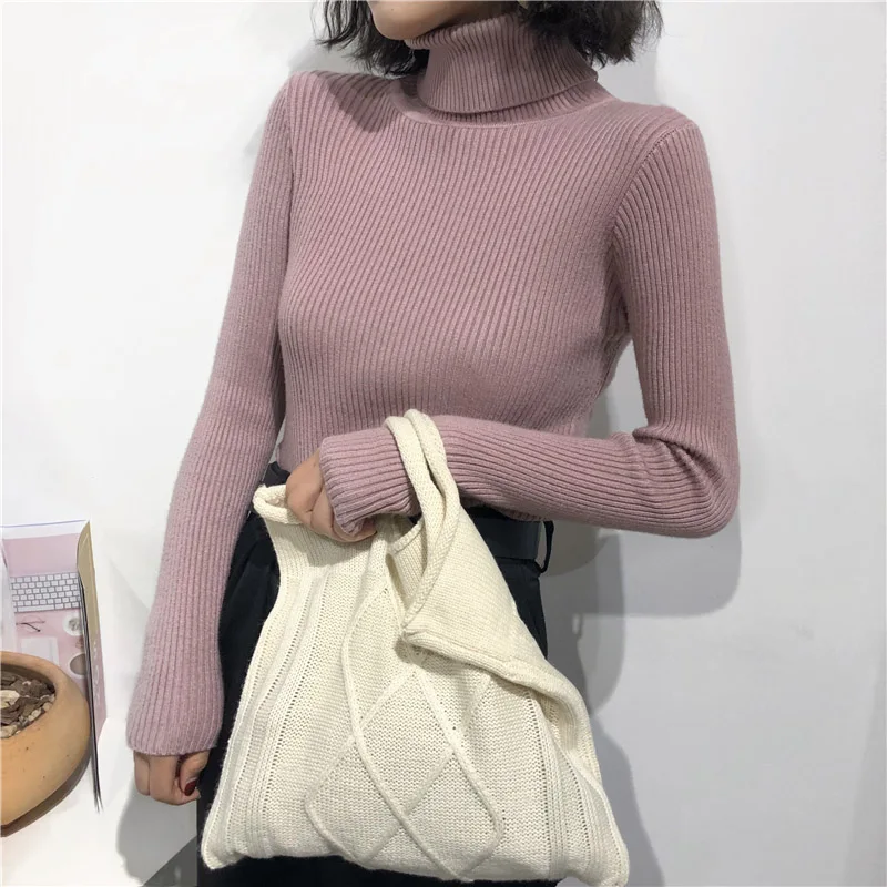 2022 Spring Turtleneck Autumn Winter Sweater Women Long Sleeve Knitted Pullover Slim Jumper Soft Warm Pull Femme | Женская одежда