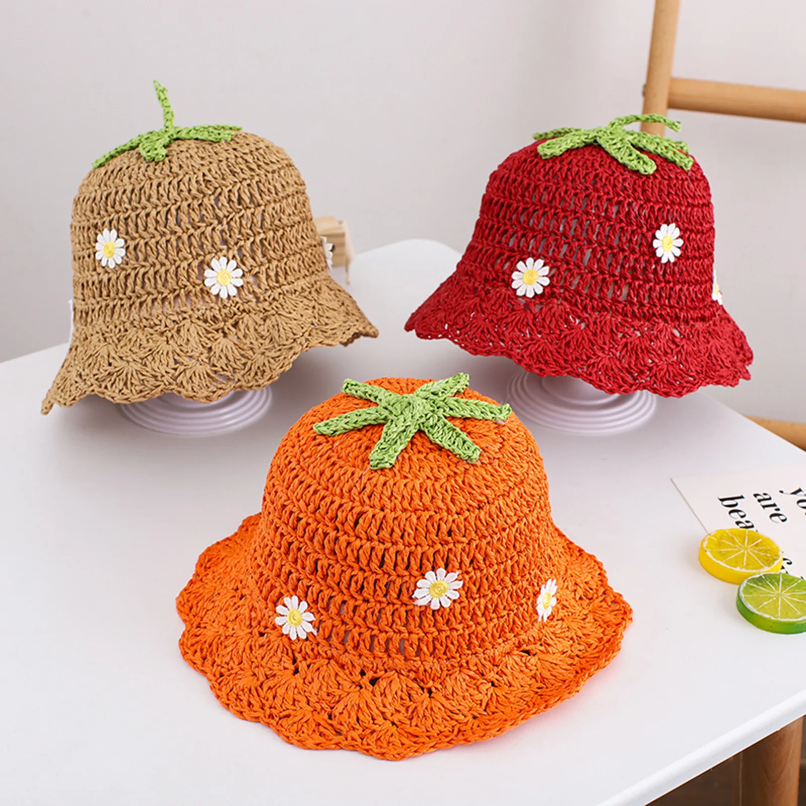 

Summer Baby Girls Kids Caps Floral Beach Hat Straw Bucket Sunhat Fisherman Cap Children Cute Straw Hats анама Accessories 2-6y