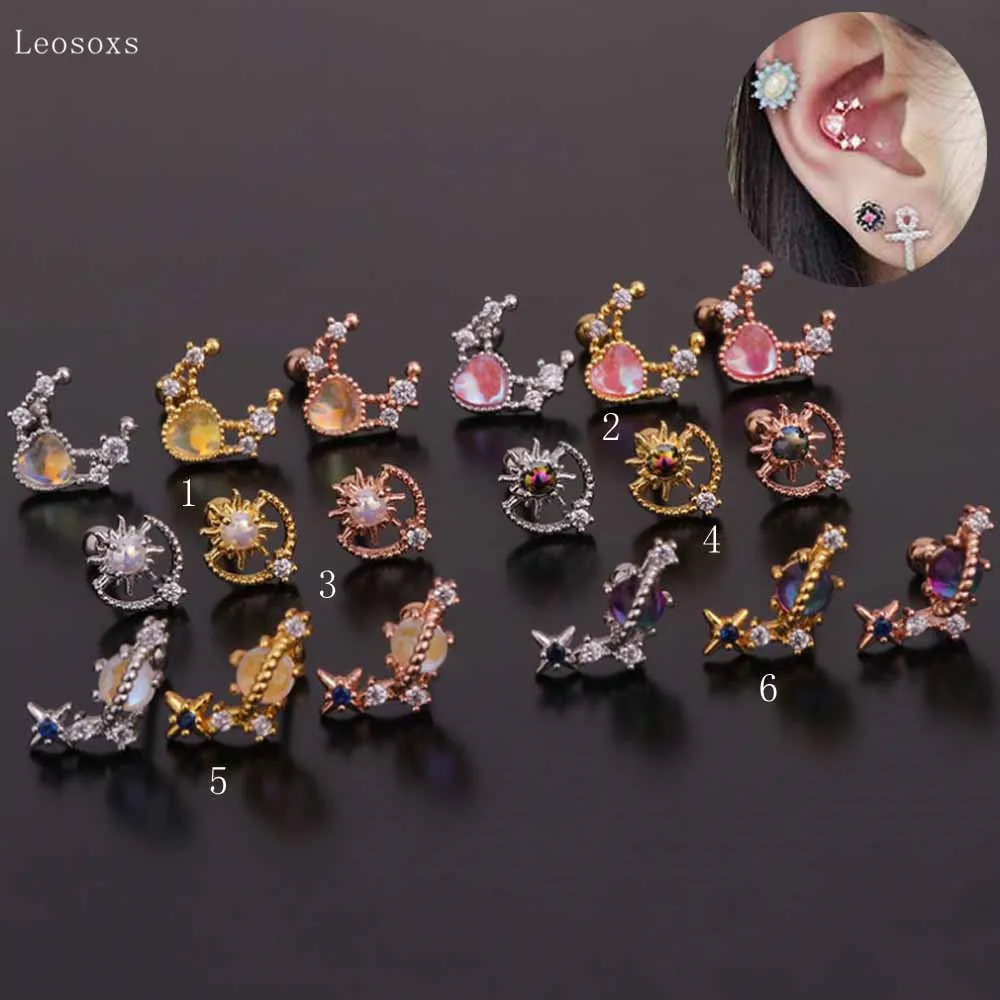 

Leosoxs 2pcs Korean Version of Sweet Color Zircon Ear Bone Nails Exquisite Piercing Jewelry