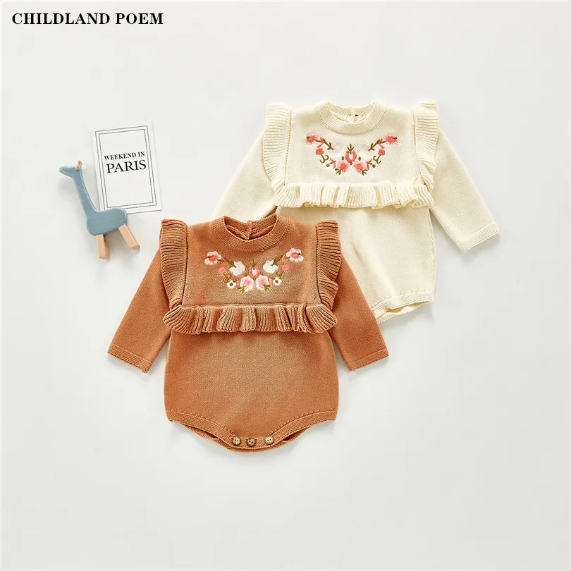 

Комбинезон детский вязаный, с длинным рукавом, с вышивкой