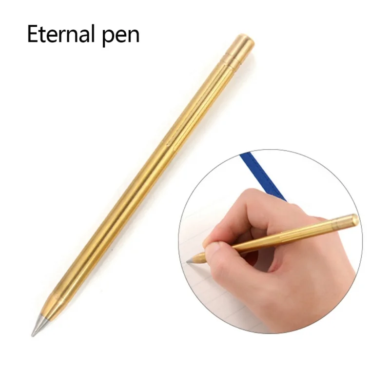 Retro Brass Inkless Pen Pure Metal No-ink Copper Gift Stylus Everlasting Pencil Outdoor tools | Спорт и развлечения