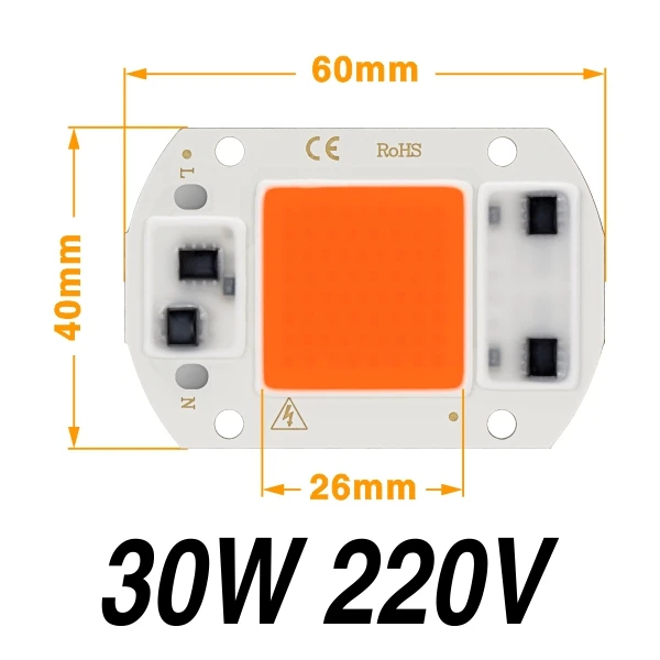 30W Grow Light 10 шт./лот светодиодный светильник с полным спектром 20 Вт 30 Вт 50 Вт теплый белый холодный белый светильник для выращивания 220 В умный IC для теплицы прожектор светильник DIY - Цвет: 30W Grow Light