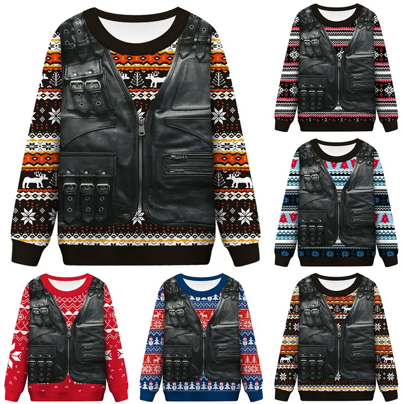 Mens causal o neck Christmas sweater fashion deer print Autumn Winter Pullover Knitted Jumper sweaters Slim Men Clothes