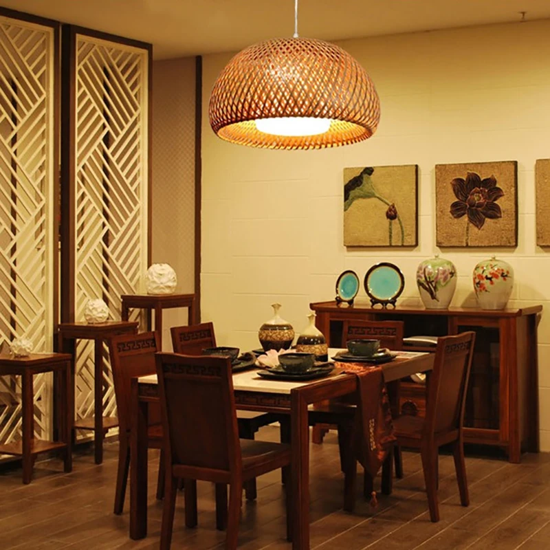 

Rattan Bamboo Nest Chinese Antique Chandelier Lamp LED Lamps Lanterns Living Room Hotel Restaurant Bamboo Chandelier