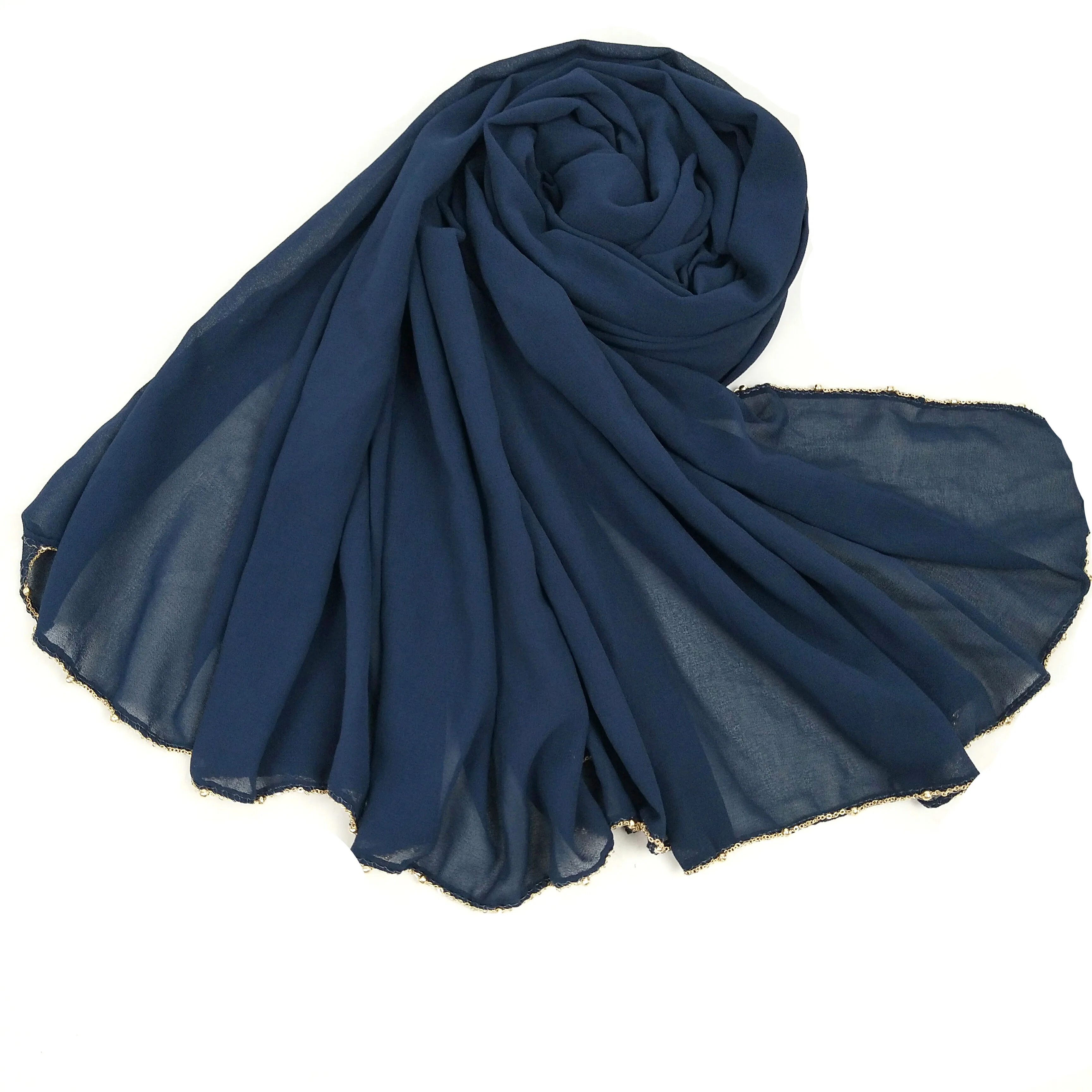 

D3 High quality 115*115cm square chiffon chain hijab scarf shawl women scarf/scarves lady wrap headband maxi scarf 10pcs/lot