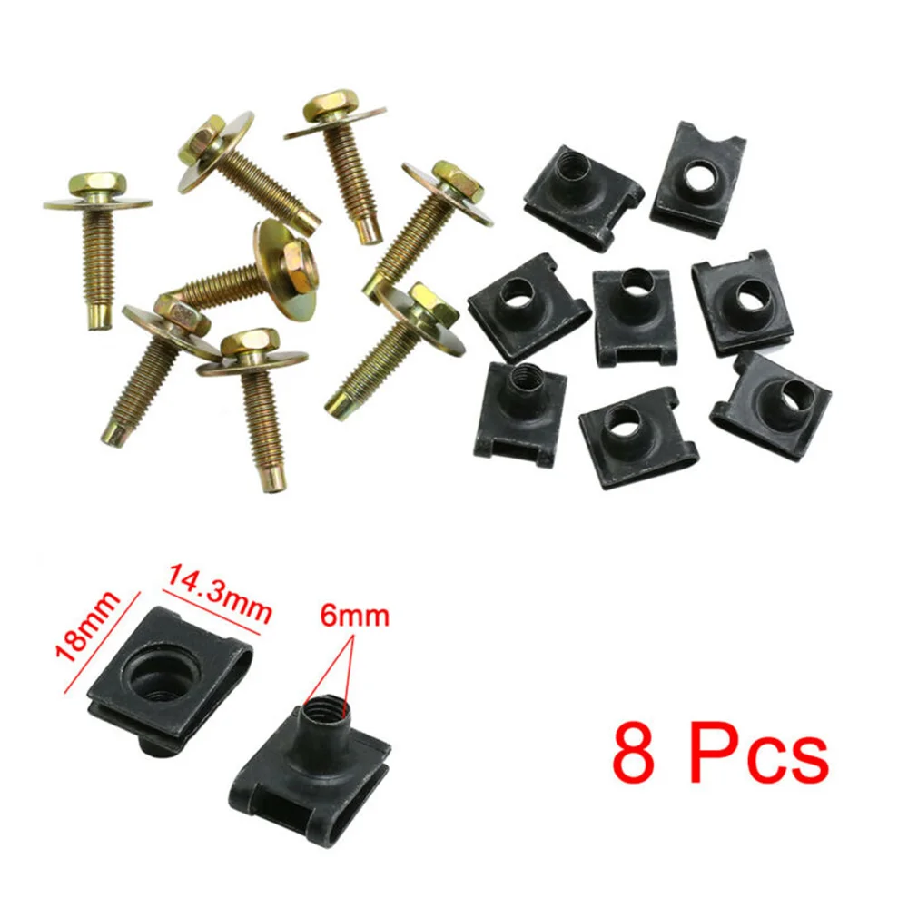 

Door U-Type Screw Clips Trim Fasteners 8pcs Metal Fender Newest Useful