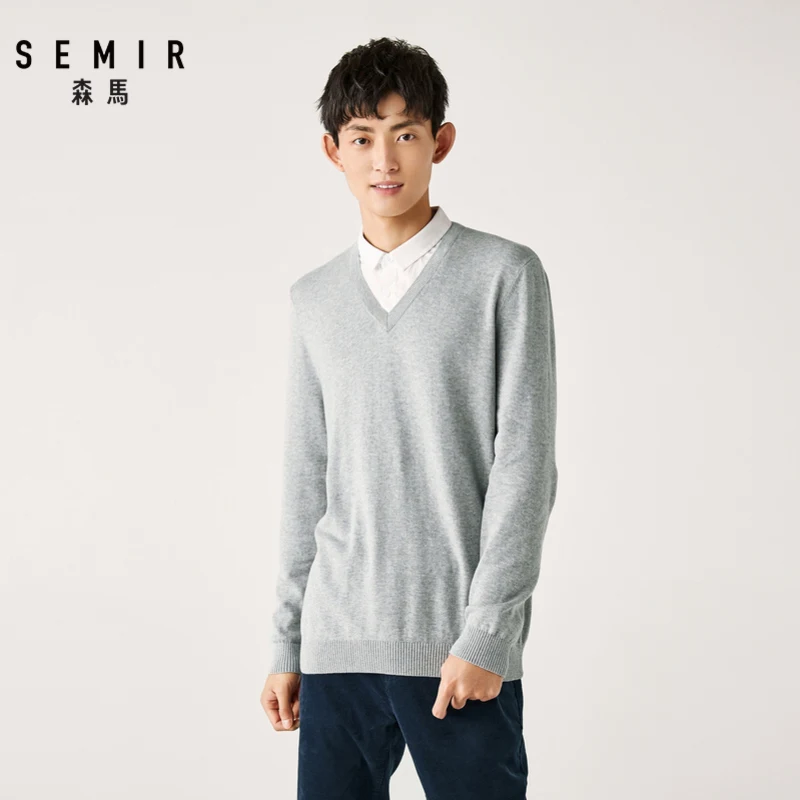 Свитер Semir новинка Мужской Хлопковый пуловер с имитацией двух частей свитер 100%